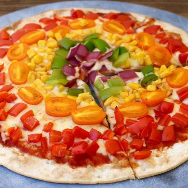 Rainbow Pizza Recipe with Colorful Toppings
