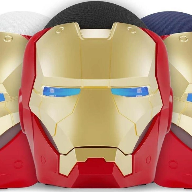 New 5th Gen Echo Dot with Iron Man Helmet Stand