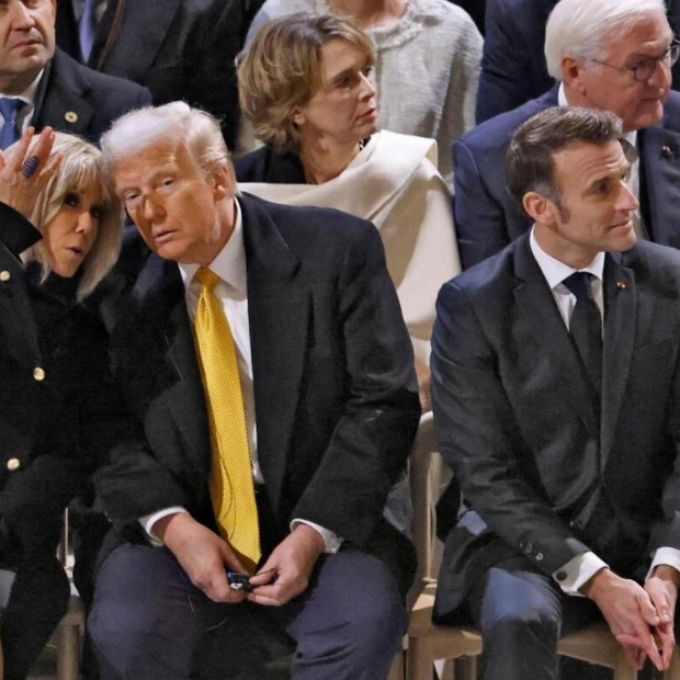 Trump and Macron's Wife Talk at Notre-Dame Reopening