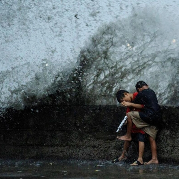 Children Play Near Pasig River Amid Super Typhoon Man-Yi