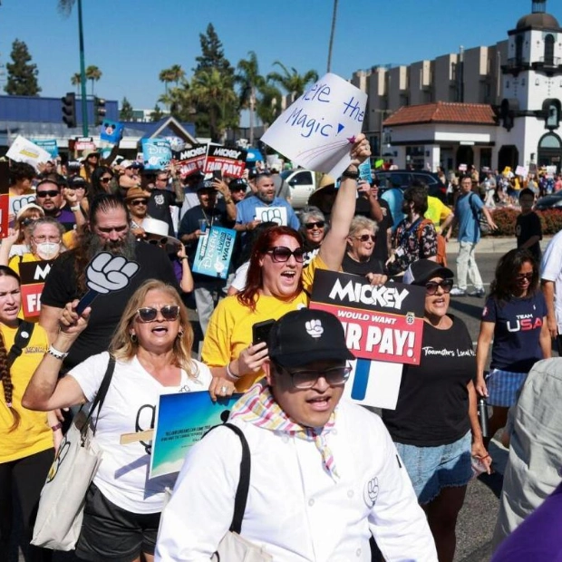 Disneyland Resort Employees Protest for Better Wages and Union Rights