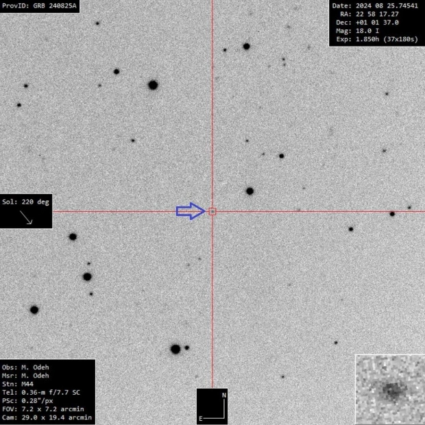 UAE Observatory Captures Cosmic Explosion GRB 240825A