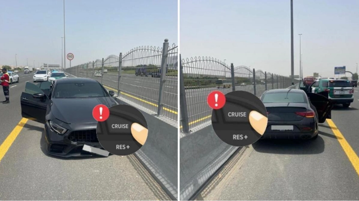 Dubai Police Safely Manage Cruise Control Malfunction on High-Speed Road