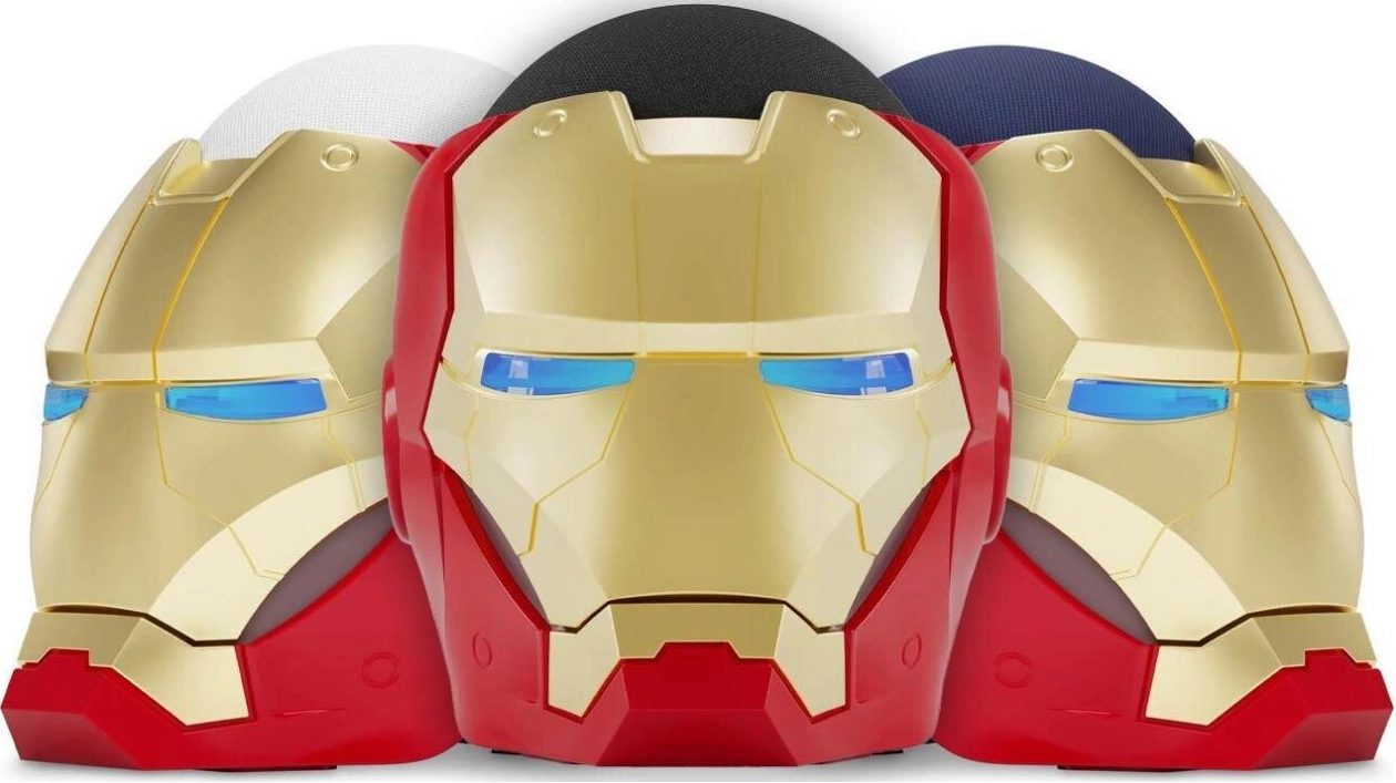 New 5th Gen Echo Dot with Iron Man Helmet Stand