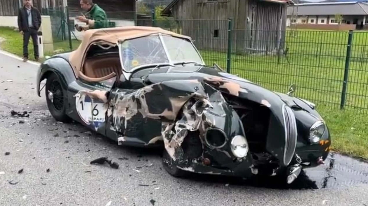 Classic Jaguar XK120 Nearly Totaled in Mille Miglia Test Run