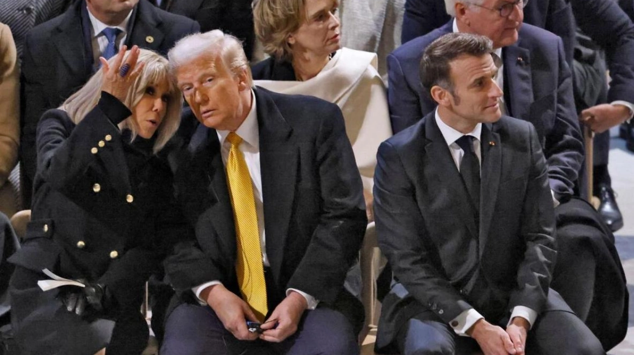 Trump and Macron's Wife Talk at Notre-Dame Reopening