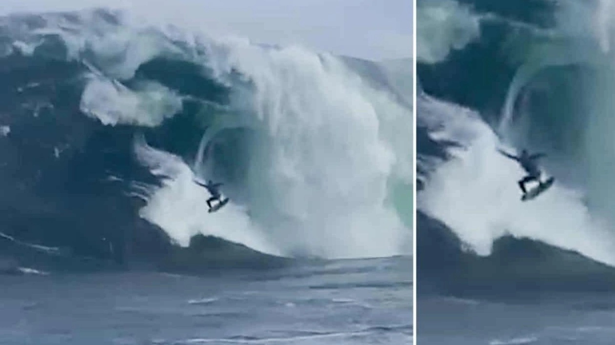 Surfer Escapes Massive Wipeout at Shipstern Bluff