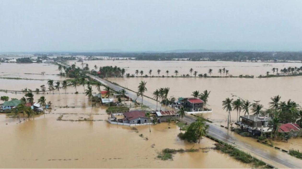 Flooded Homes and Rice Fields After Typhoon Yinxing