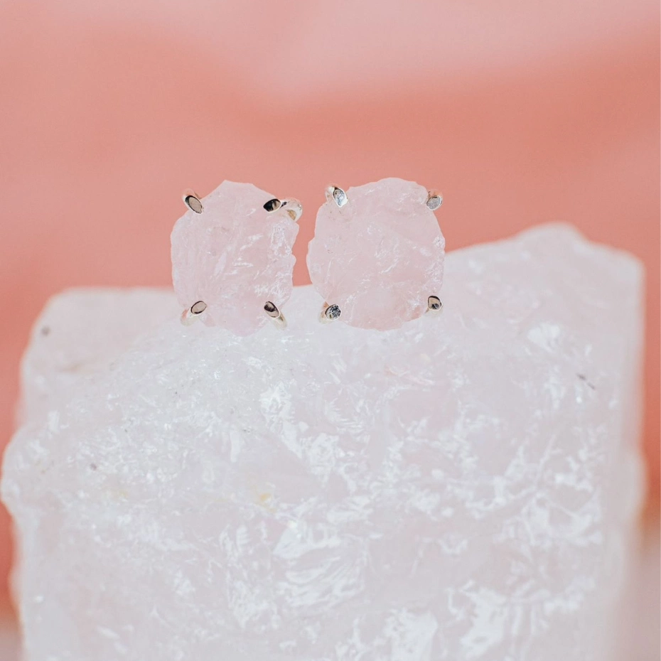 earrings from rose quartz