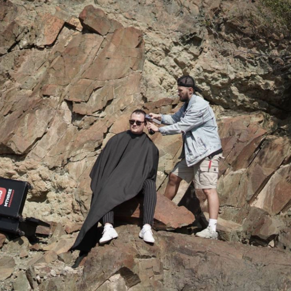 cutting hair in the mountains
