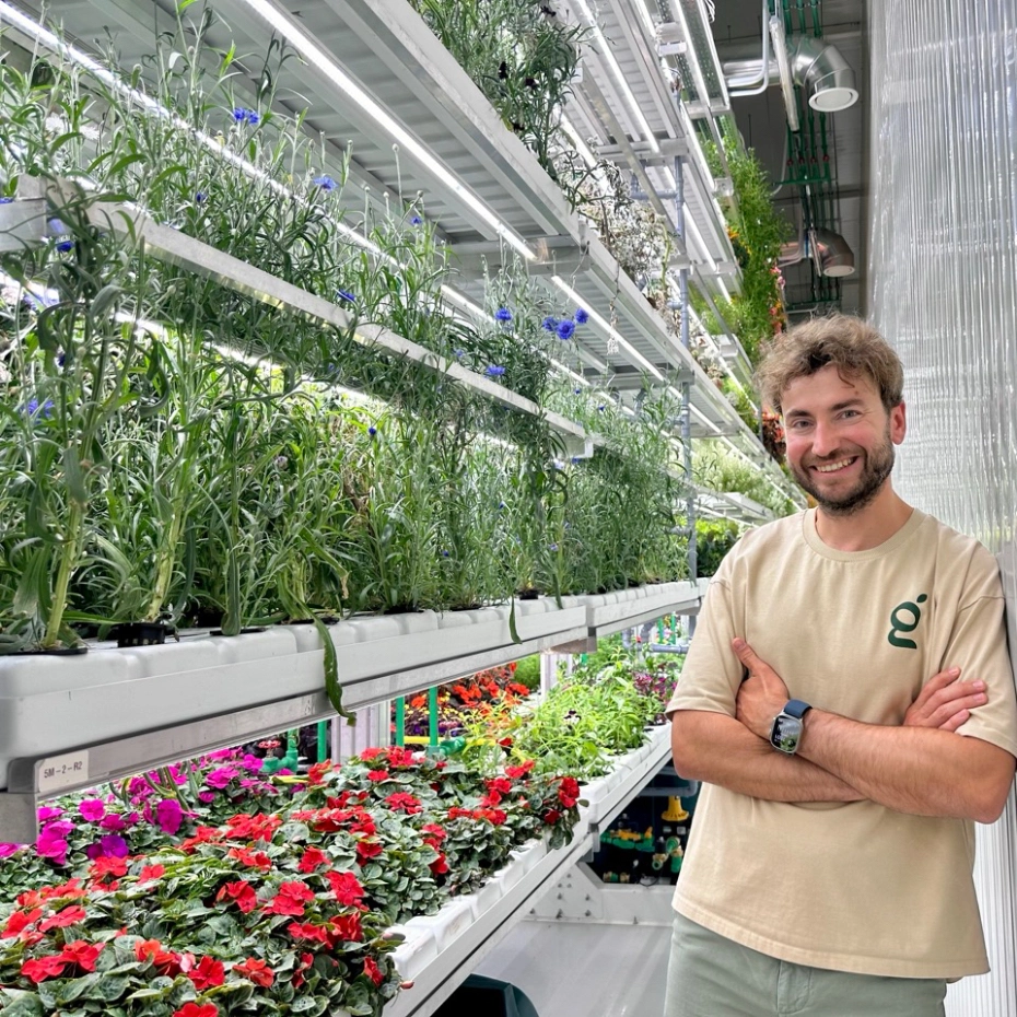 a man in greenhouse