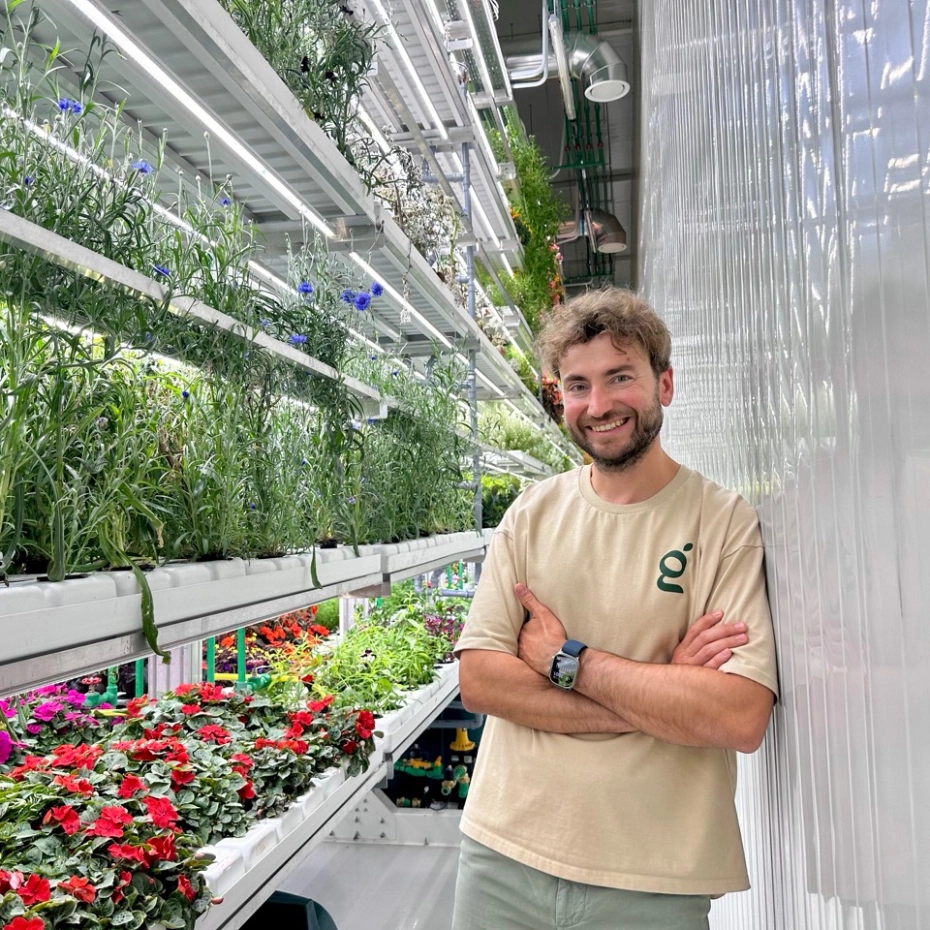 a man in greenhouse