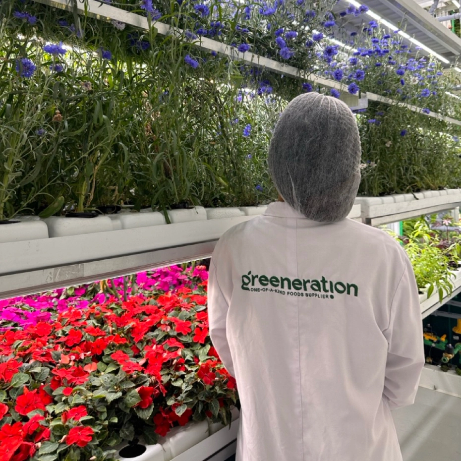 a woman in greenhouse