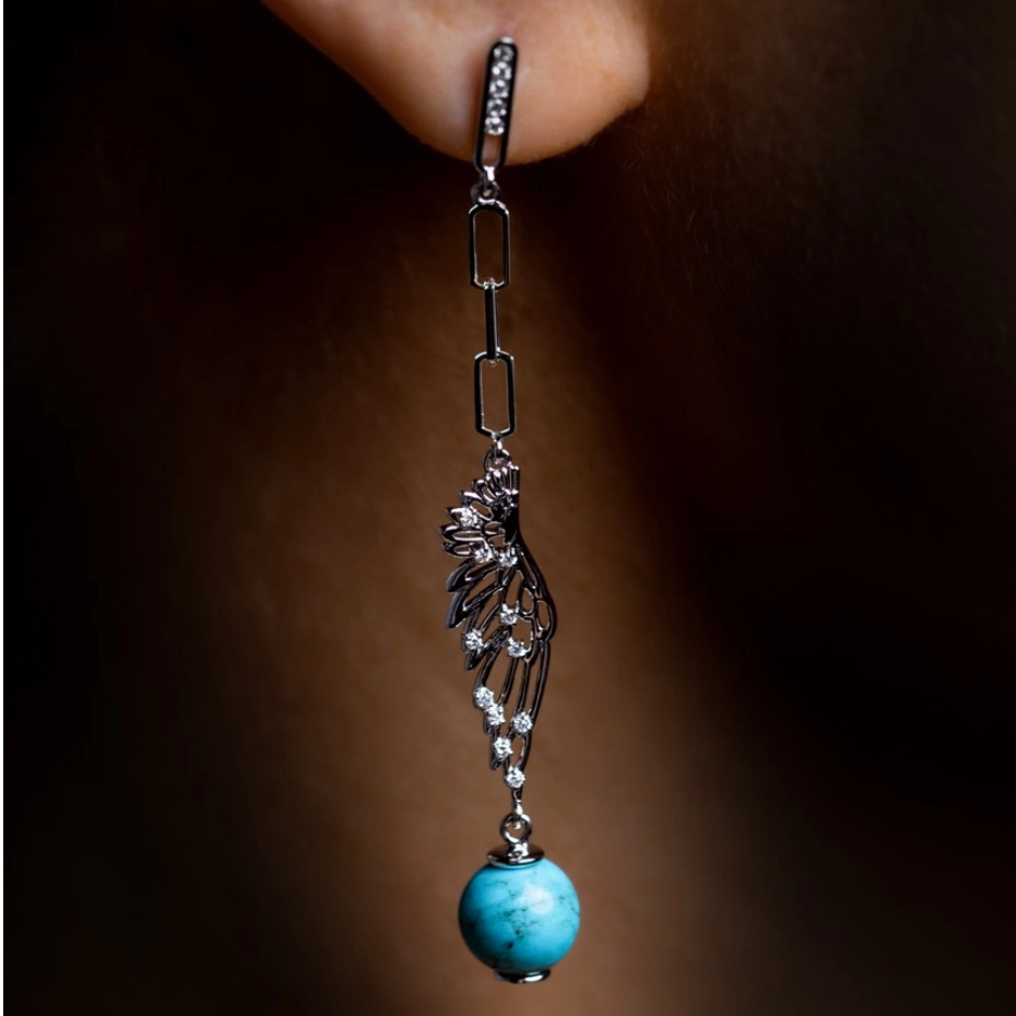 Blue stone earring