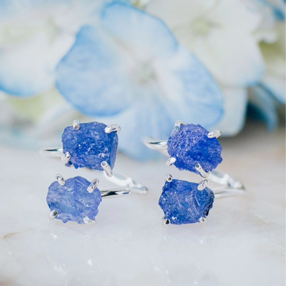 two double rings from tanzanite