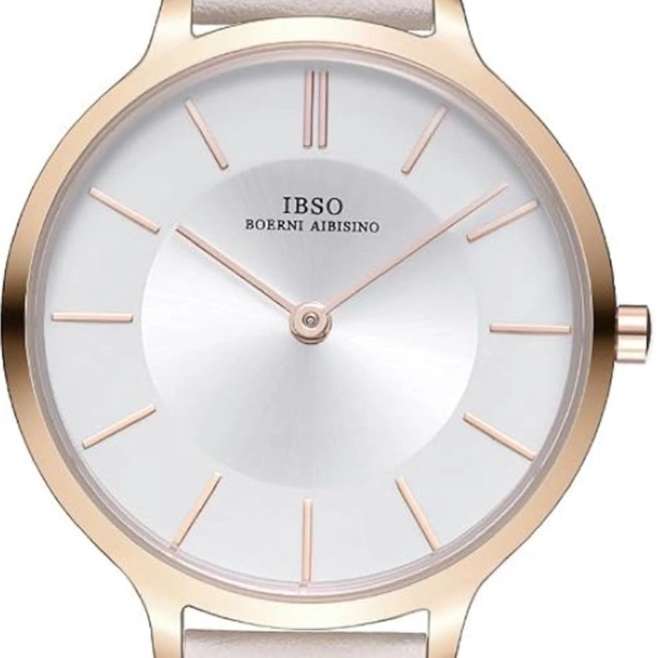 IBSO, Women Fashion Simple Watch Ultra-Thin Retro Quartz Analog Leather Strap Ladies Wrist watch