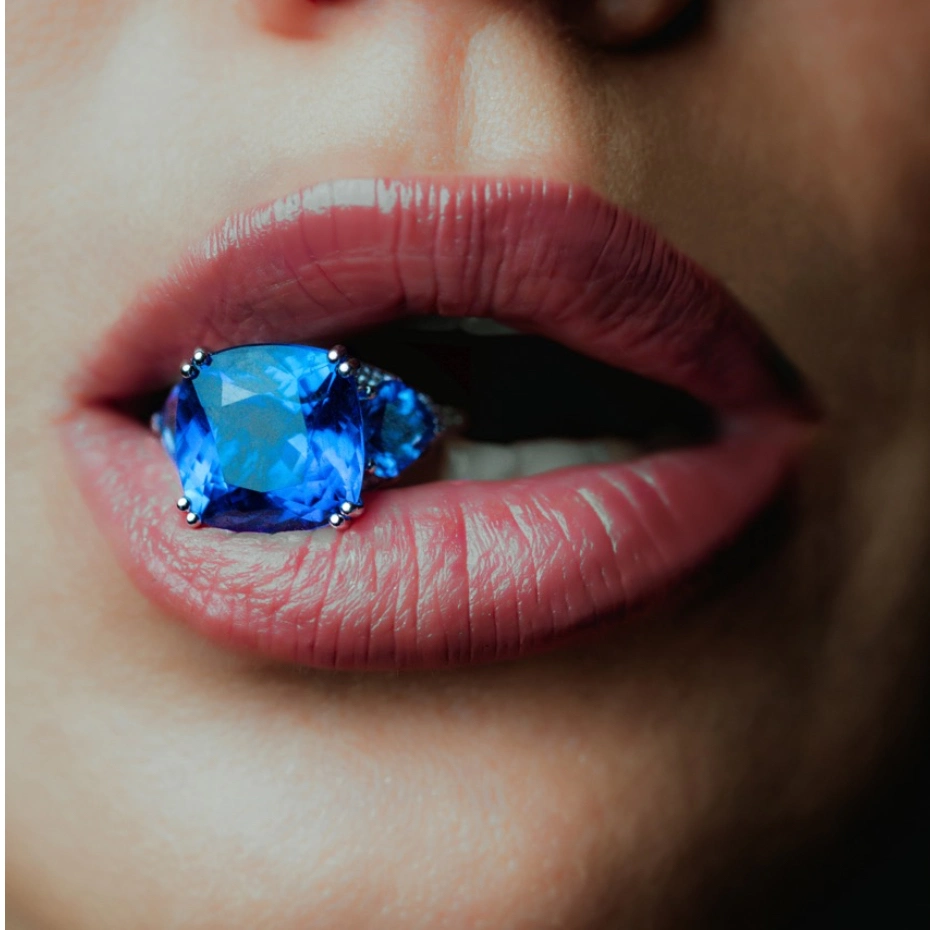 Blue gems in mouth